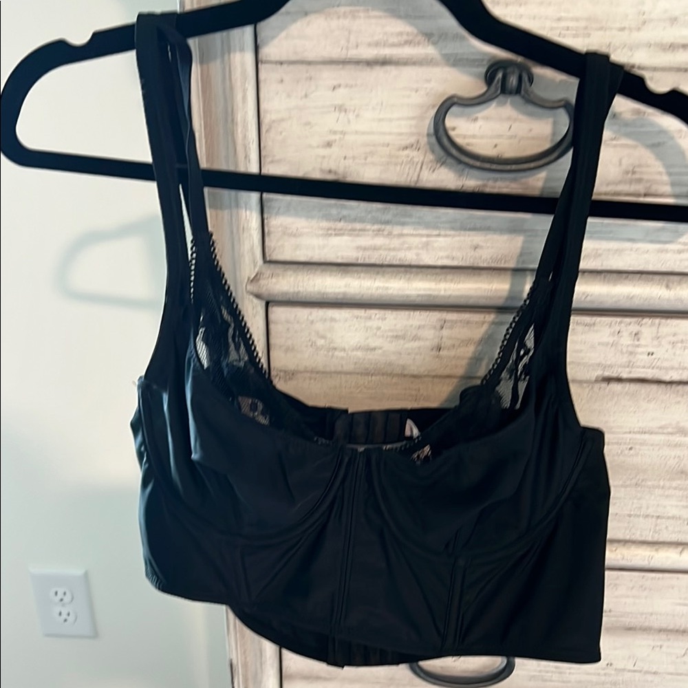 Black Lace Trim Women's Bustier